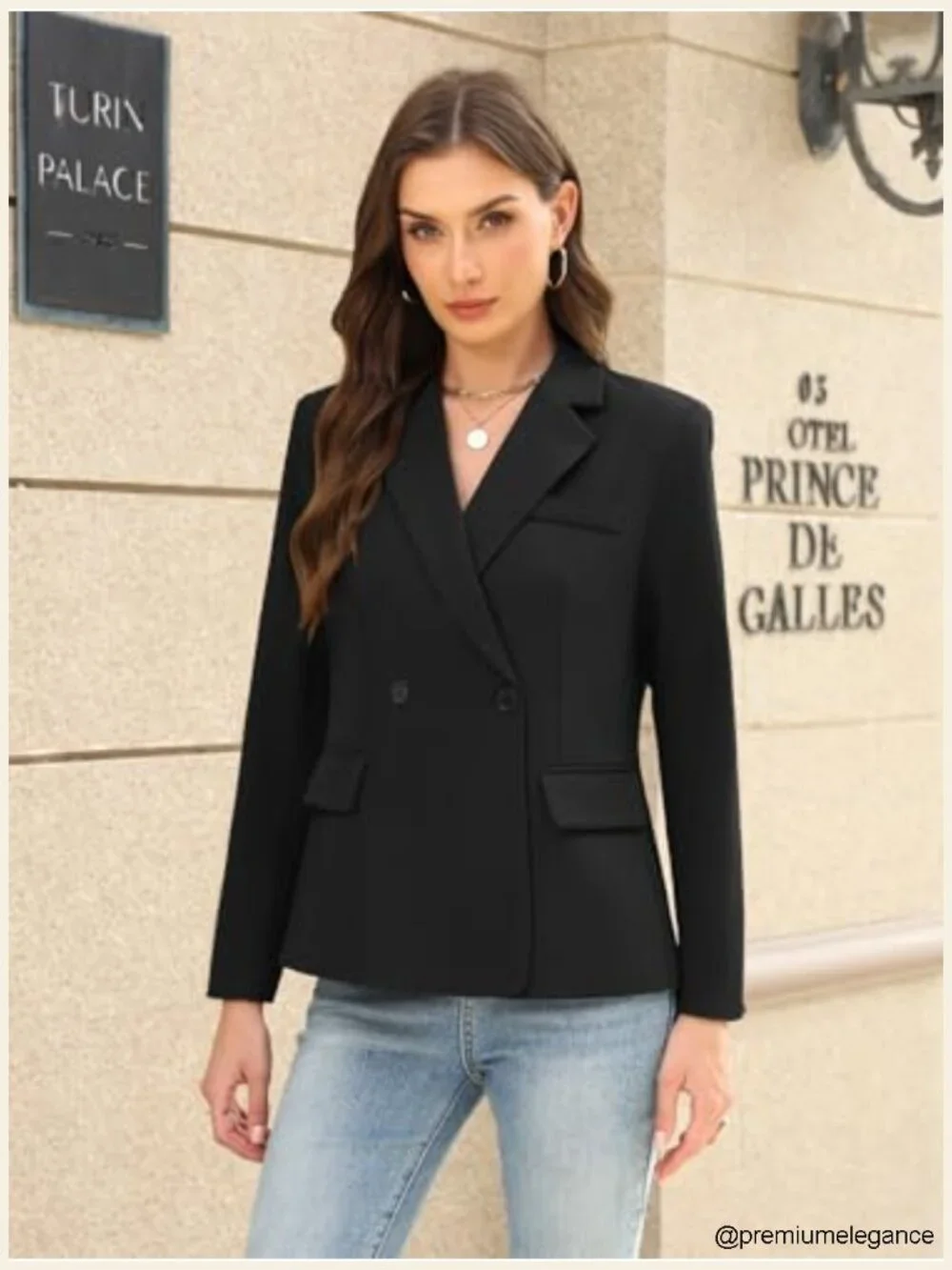 Women's Open Front Long Sleeve Blazer Suit Jacket Notch Lapel Work Office Trendy